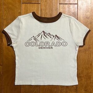 Social Culture Baby Doll Crop Top Size M Denver Colorado Ribbed Country Western